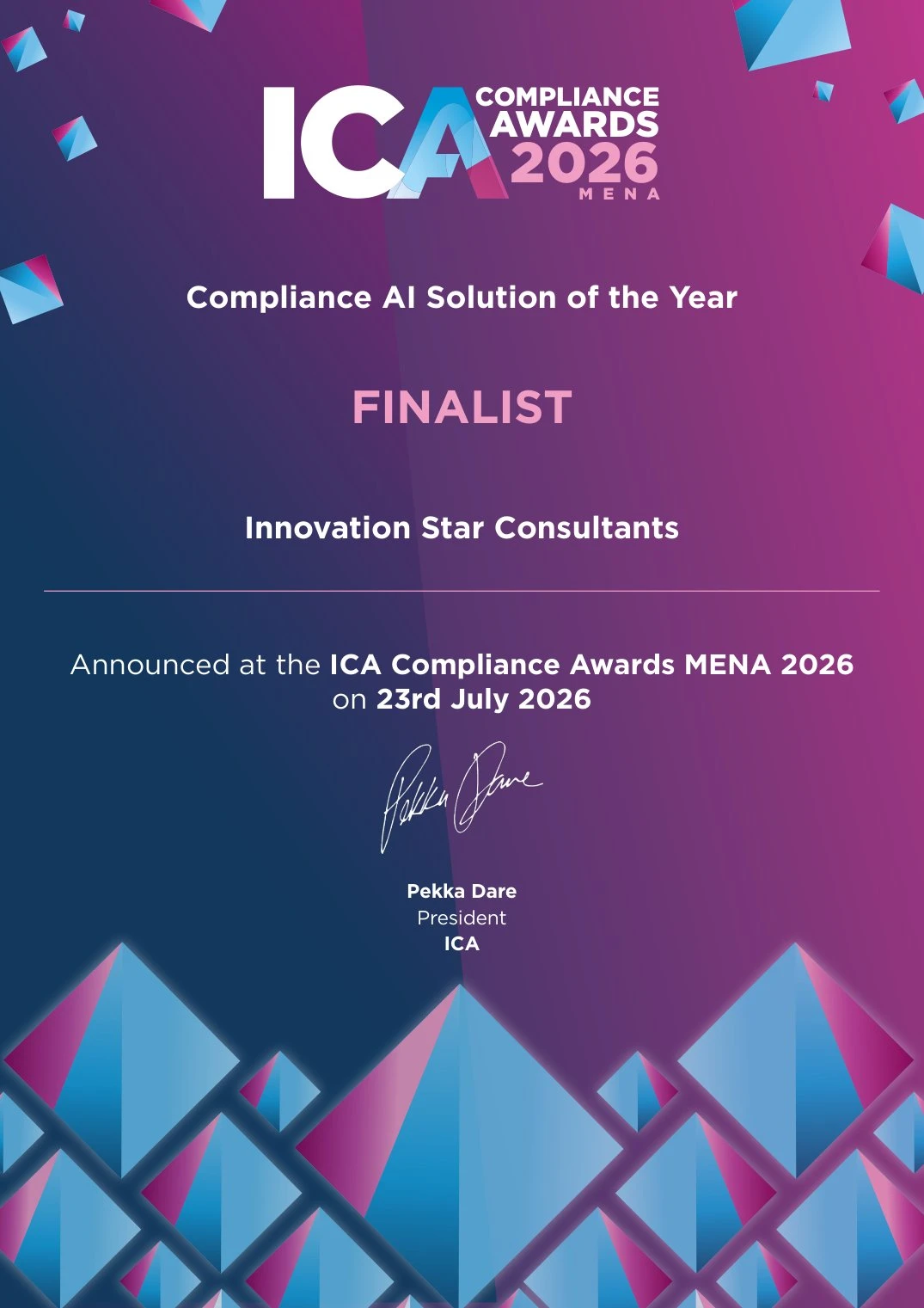 ICA Compliance Awards MENA 2026 - Compliance AI Solution of the Year Finalist