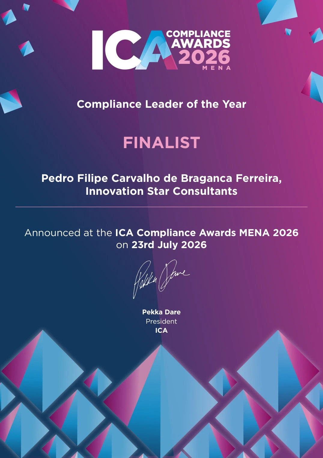 ICA Compliance Awards MENA 2026 - Compliance Leader of the Year Finalist